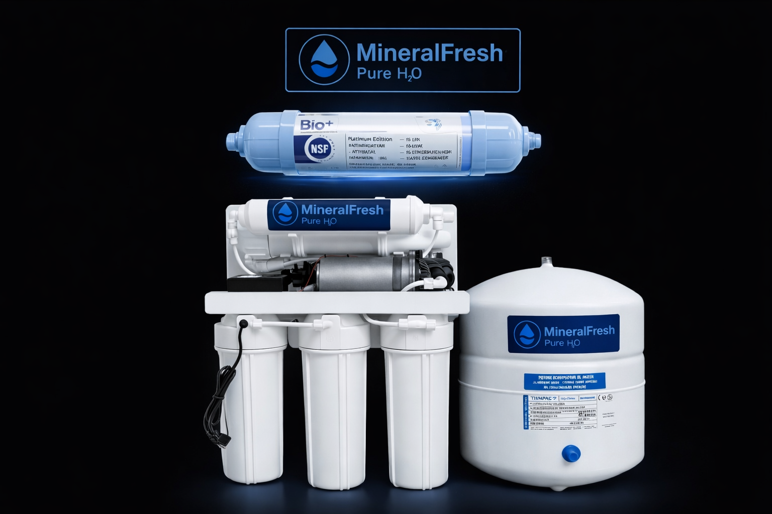 6 Stage Reverse Osmosis System + HydrogenRemineraliser (75 GPD Installation)